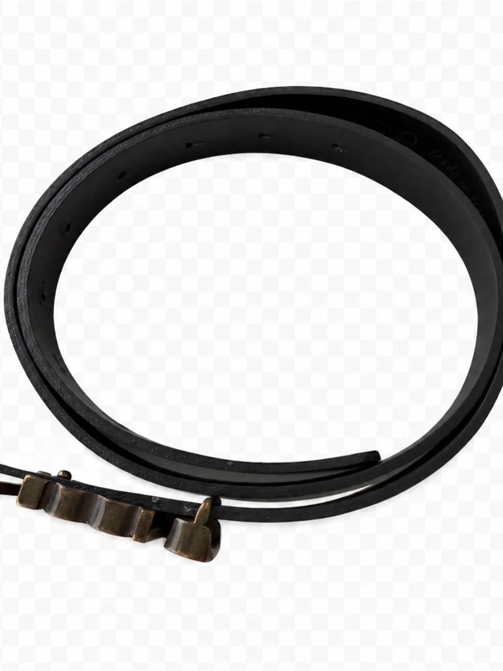 Vicolo Made in Italy Black Leather Belt with Brass Logo Buckle
